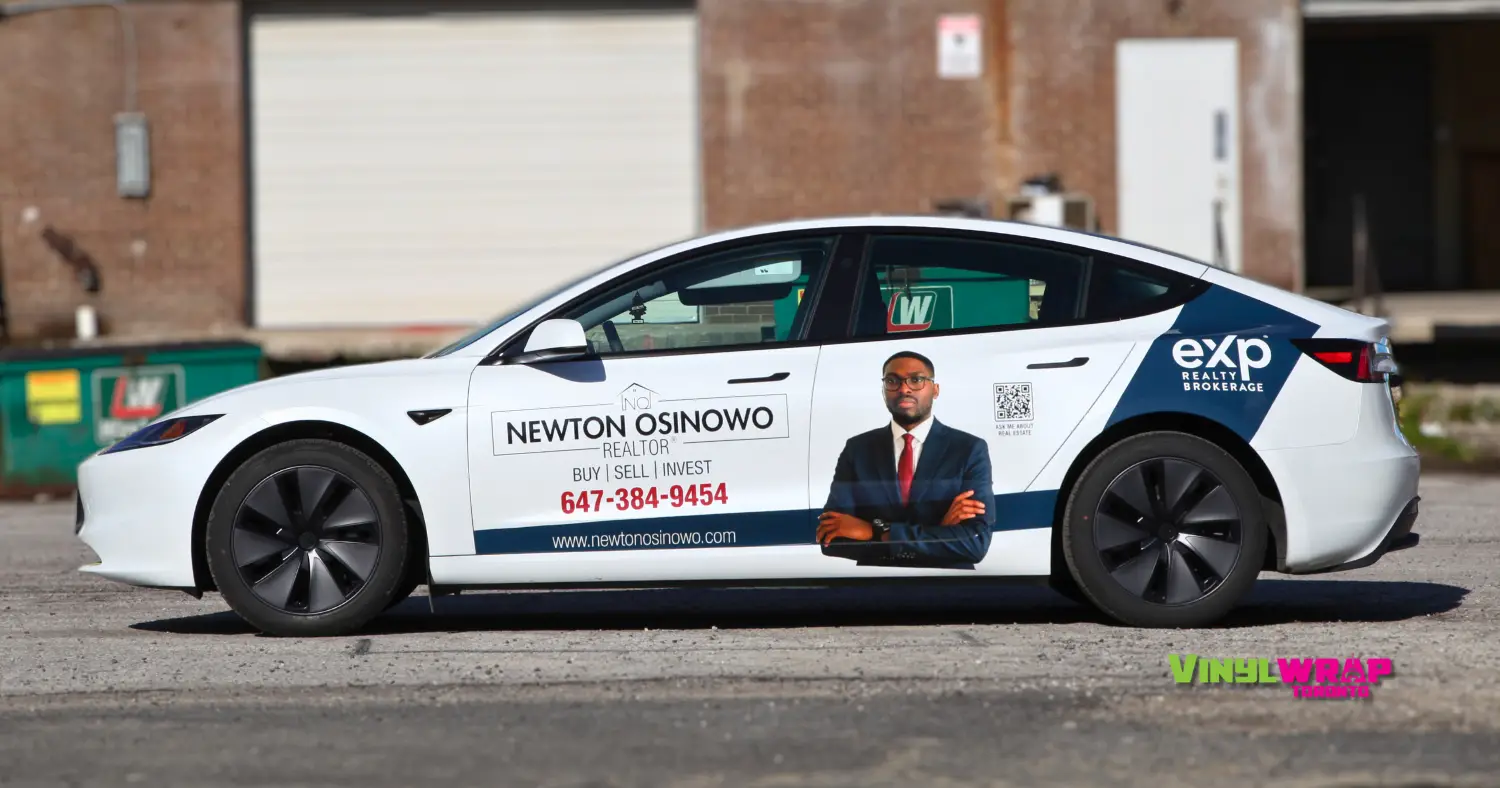 Tesla Model 3 with commercial custom decals