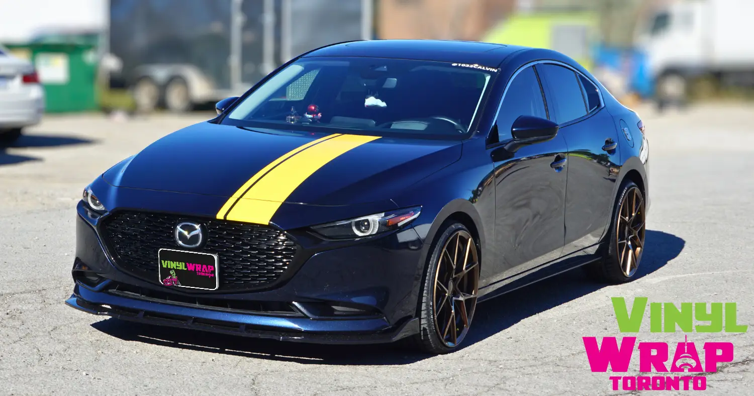 Mazda 3 with custom racing stripes